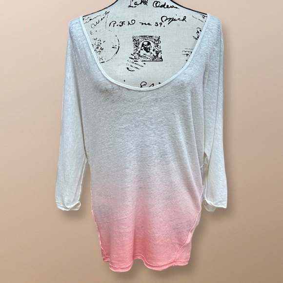 NWOT Free People WE THE FREE Linen Strawberry Ombré Tee - Picture 7 of 11